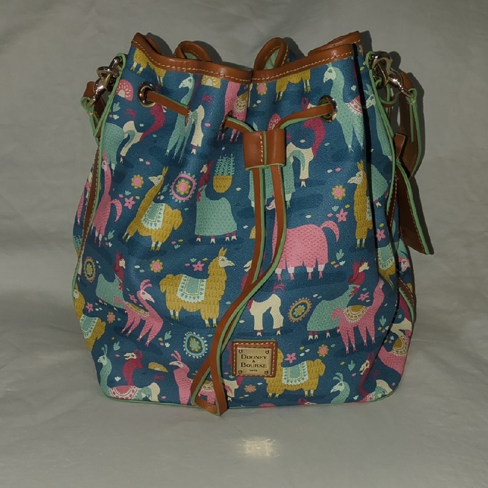 Dooney & Bourke Blue Llama Print Shoulder Bag